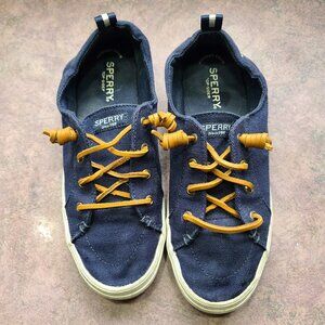 Sperry Crest Vibe Blue Canvas Deck Shoes Sz 7.5 non-marking soles